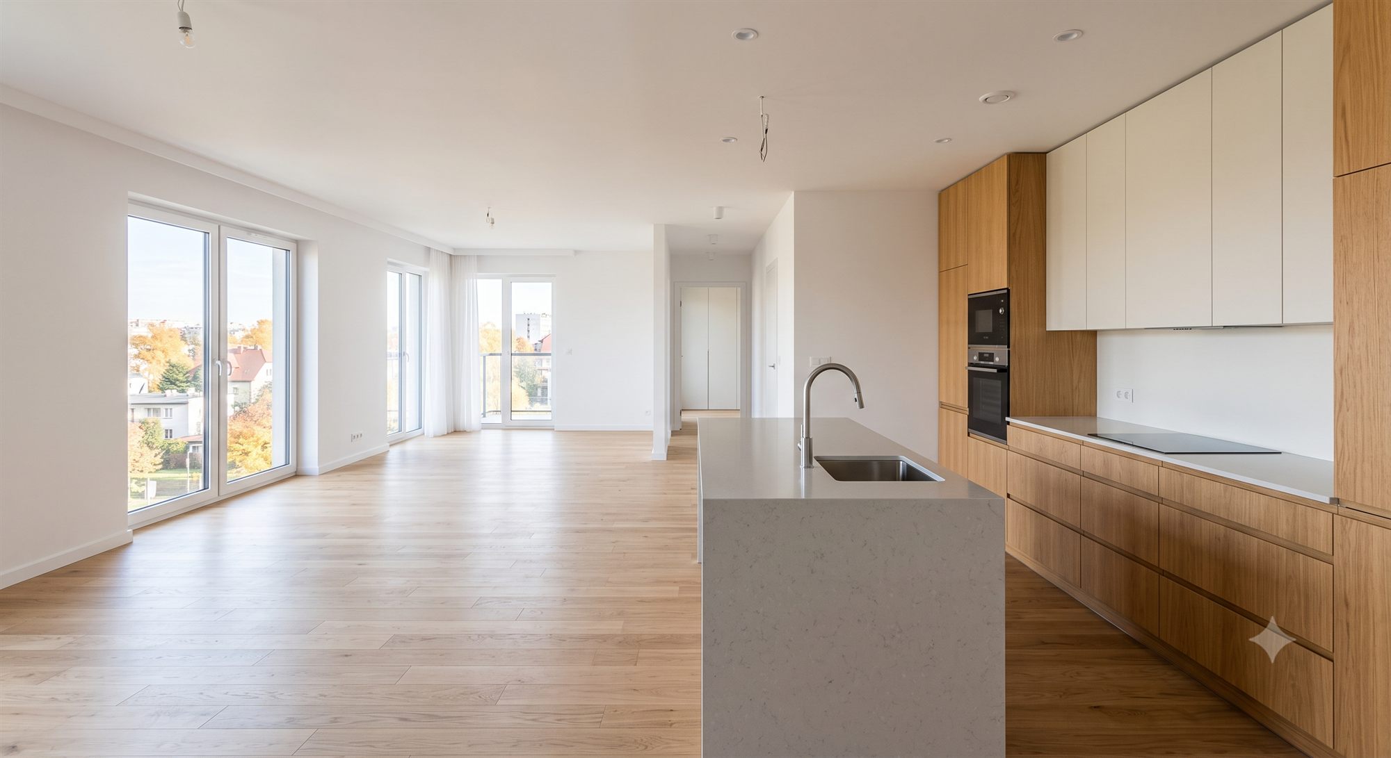 Apartament — kuchnia otwarta na salon